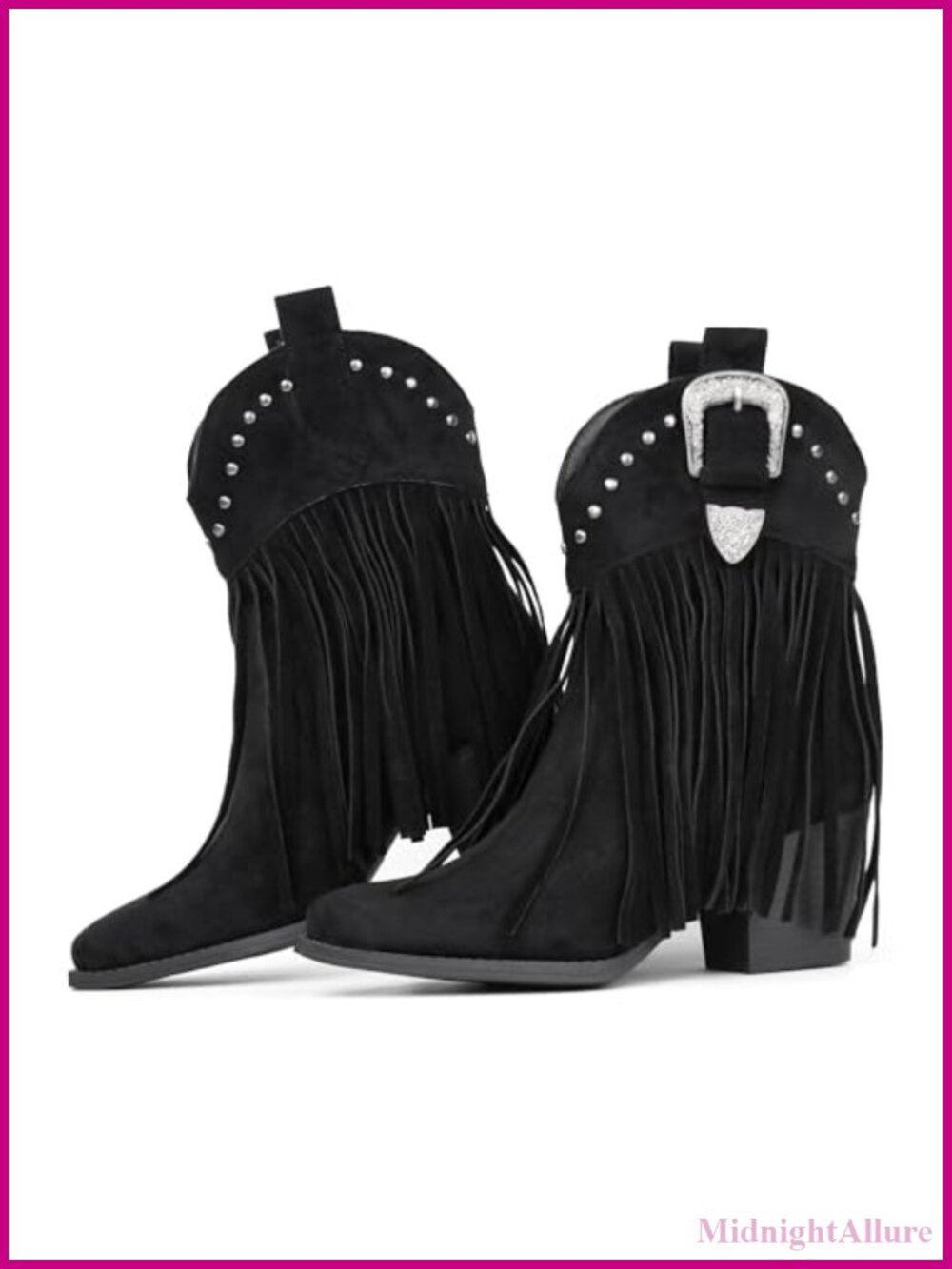 Suede Fringe Cowboy Ankle Boots Snip Toe Western Dress Booties